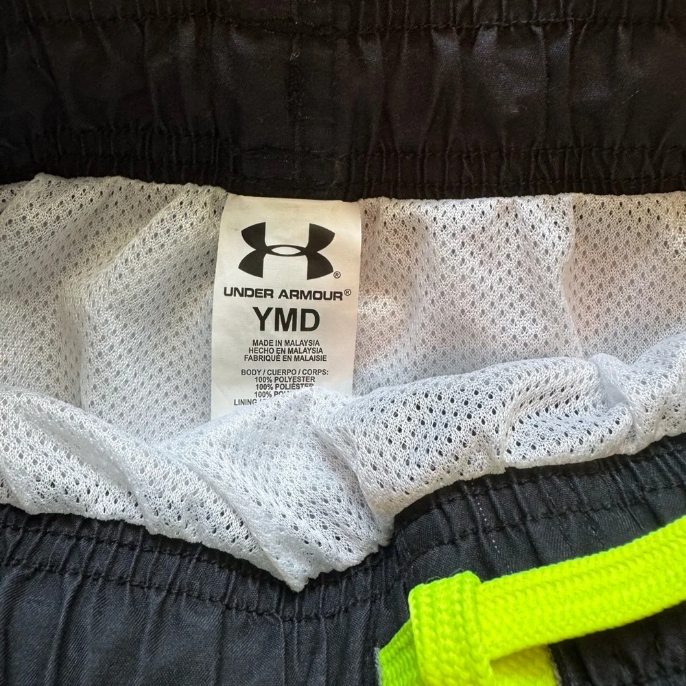 NWT - Under Armour Boy’s Black and Yellow Swim Trunks size M